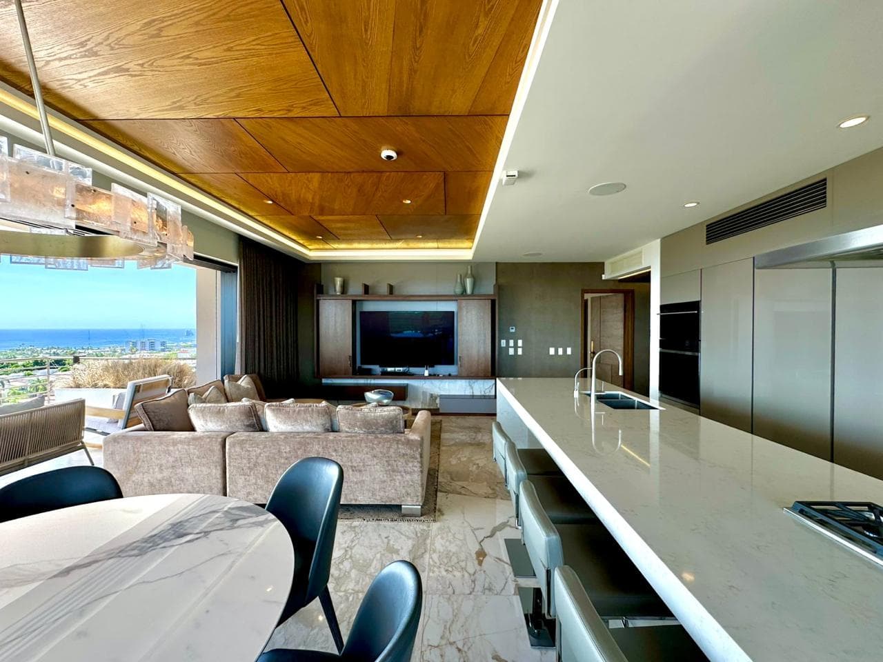 Open-concept kitchen and living area.